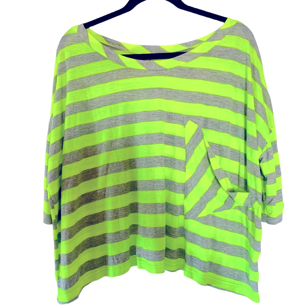 Neon green and grey boxy tee shirt